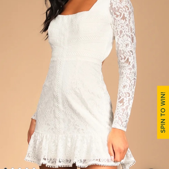 BRAND NEW W TAGS GORGEOUS WHITE LONG SLEEVE OPEN BACK LULUS WOMENS DRESS (S:L) - Picture 2 of 9